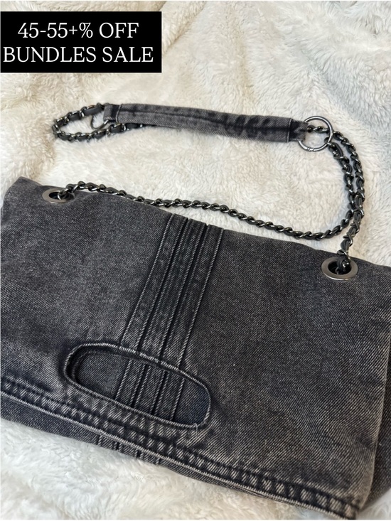 Dolls Kill Handbags - Dolls Denim Black Shoulder Bag with Chain-Strap- Women’s Stylish Essentials